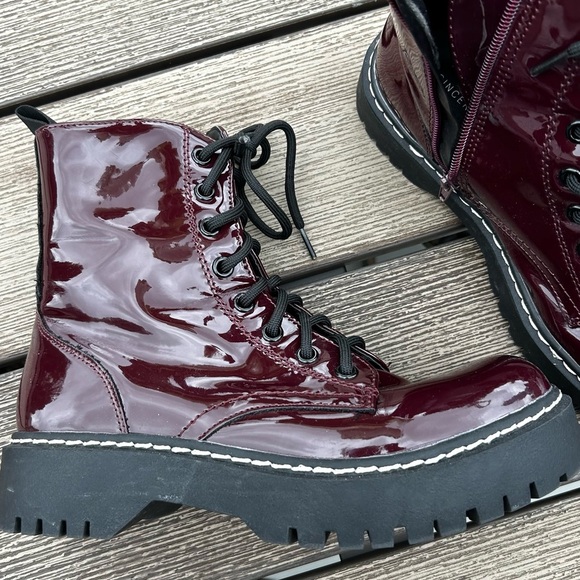 Sincerely Jules Burgundy Combat Moto Boots Lace & Zip Up Size 6.5 - Picture 8 of 12